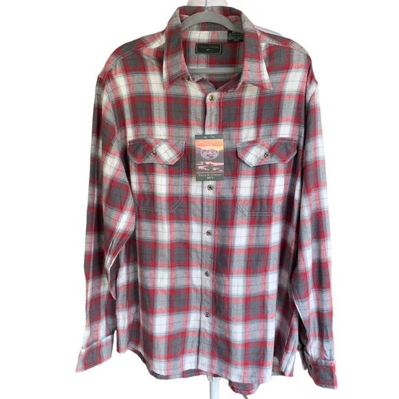 Field & Stream Cotton Gray & Red Flannel Long Sleeve Shirt Sz XXL - Picture 1 of 9